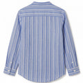 ECRU/BLUE STRIPED MANDARIN COLLAR SHIRT