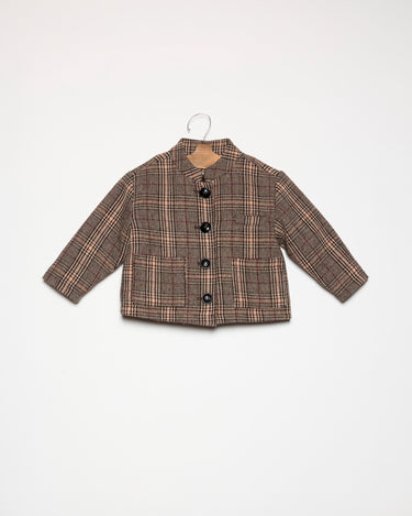 BARK PLAID MANDARIN COLLAR JACKET