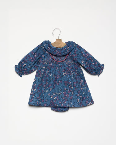 NIGHT GARDEN BLUE SMOCKED DRESS
