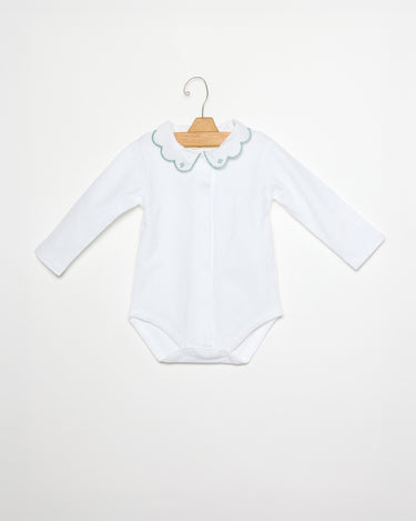 BLUE EMBROIDERED BODYSUIT