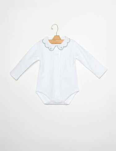 BLUE EMBROIDERED BODYSUIT