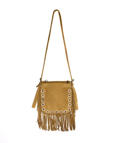 BARK SUEDE FRINGED CROSSBODY BAG