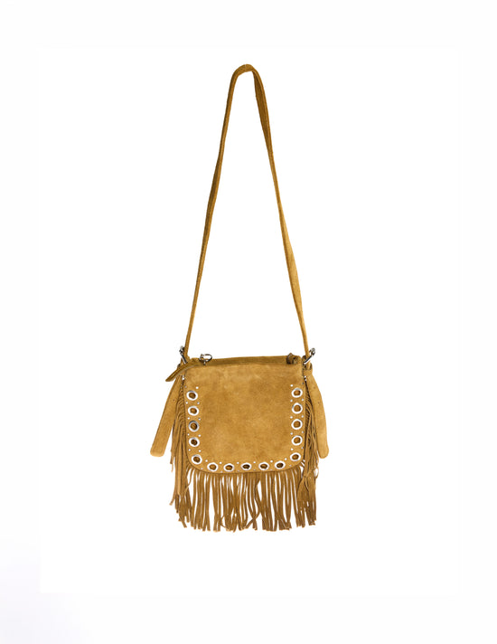 BARK SUEDE FRINGED CROSSBODY BAG