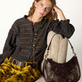 BROWN STUDS PATTERN HANDBAG