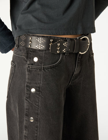 CINTURÓN PIEL MIX TACHAS NEGRO
