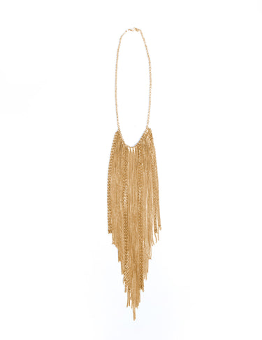 GOLD CHAIN FRINGE NECKLACE