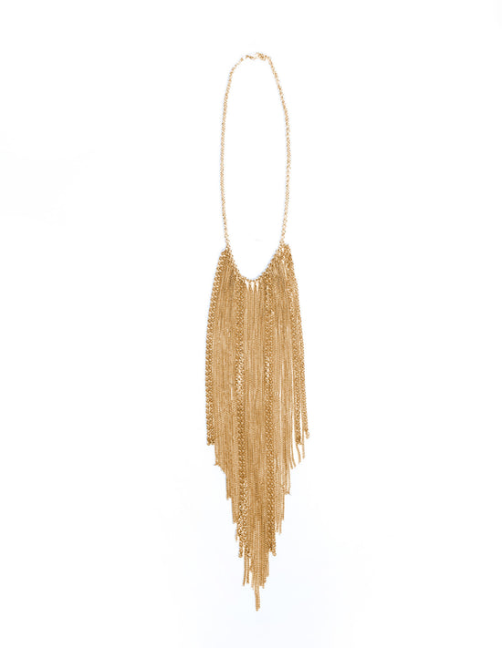 GOLD CHAIN AND FRINGE NECKLACE