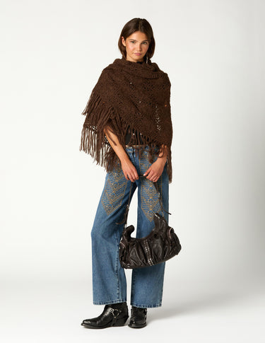 OPENWORK SHAWL CHOCOLATE