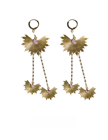 PALM GOLD AMETHYST EARRINGS