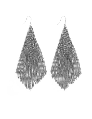 SILVER CHAIN FRINGE EARRINGS
