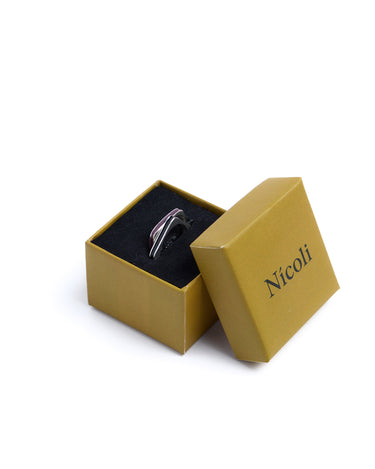 CHOCOLATE ANTHRACITE SQUARE RING SET
