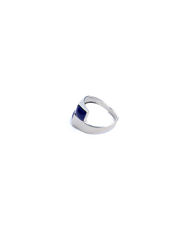 GEOMETRIC BLUE SILVER-PLATED RING