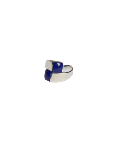 ANILLO GEOMÉTRICO BLUE PLATEADO