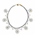 GRAY FLOWER BEADED CHOKER