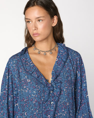 GRAY FLOWER BEADED CHOKER