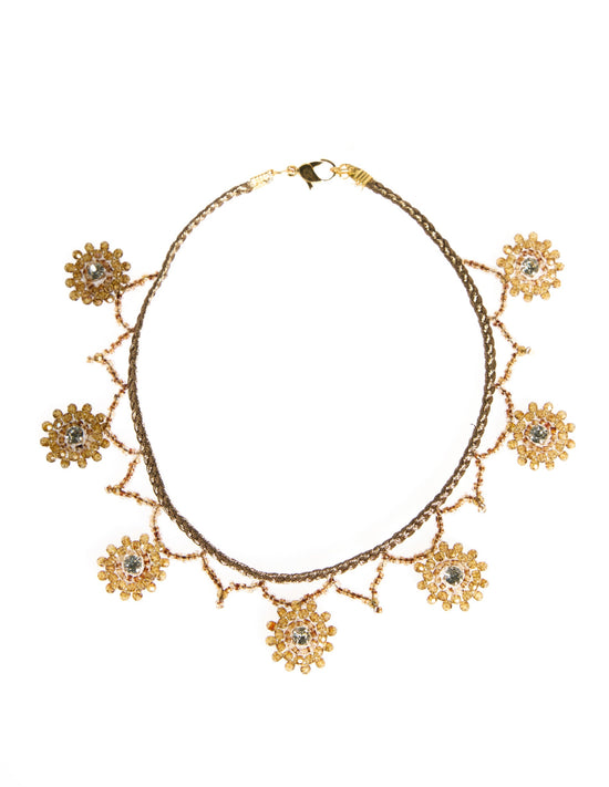 AMBER FLOWER BEAD CHOKER
