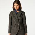 GREY CHECK DOUBLE-BREASTED BLAZER
