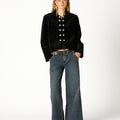 DOUBLE-BREASTED VELVET JACKET BLACK