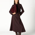 GARNET STRIPED BUCKLE BLAZER