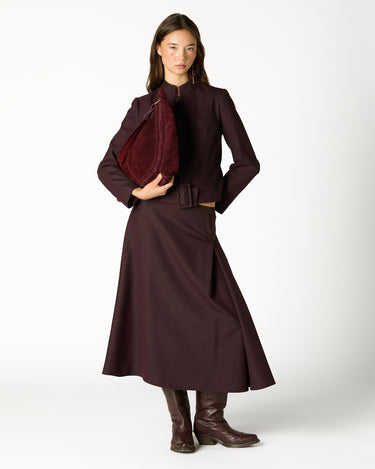 GARNET STRIPED BUCKLE BLAZER