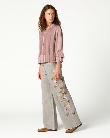 SMOKE LACE AND DRAWSTRING SHIRT