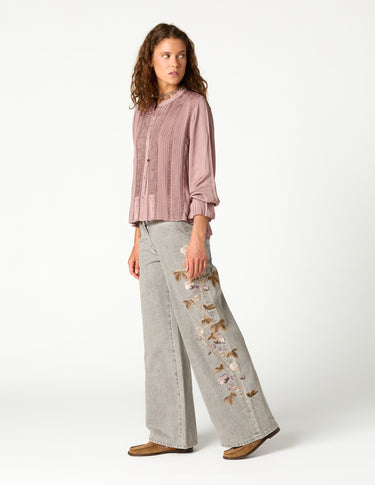 SMOKE LACE AND DRAWSTRING SHIRT