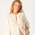 ECRU LACE AND DRAWSTRING SHIRT