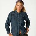 DARK BLUE STUDDED DENIM SHIRT