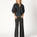 LACE DRAWSTRING SHIRT ANTHRACITE