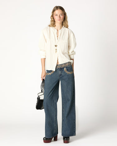 LACE DRAWSTRINGS ECRU SHIRT
