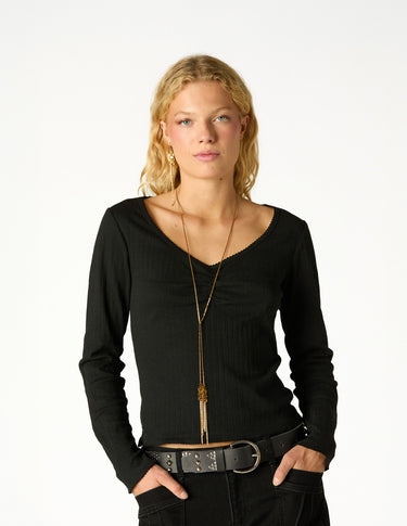 CAMISETA FRUNCE POINTELLE BLACK