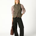 GRAY HERRINGBONE VEST