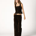 BROWN FLOCK VEST WITH STUDS