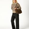 ECRU STRIPED POLO SWEATER