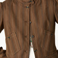 BROWN STRIPED BUTTONED POCKET JACKET