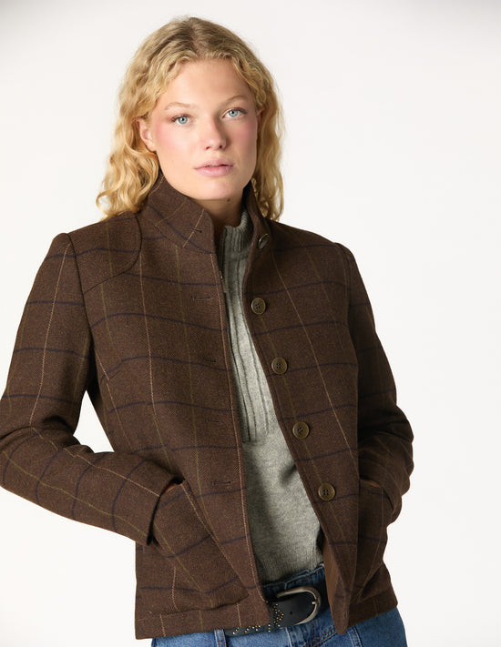CHAQUETÓN CUADRO MARRÓN