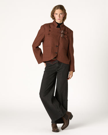 CHAQUETA DOBLE HEBILLA MARRÓN