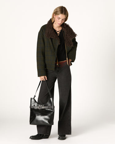 GREEN PLAID BOMBER JACKET
