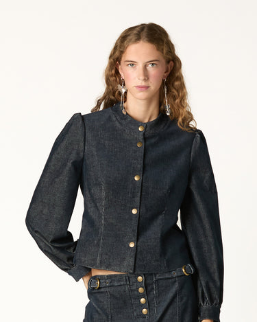 BLUE CORDUROY JACKET WITH SNAPS