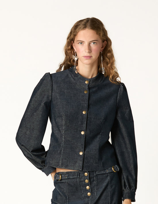 BLUE CORDUROY JACKET WITH SNAPS