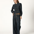 BLUE CORDUROY JACKET WITH SNAPS