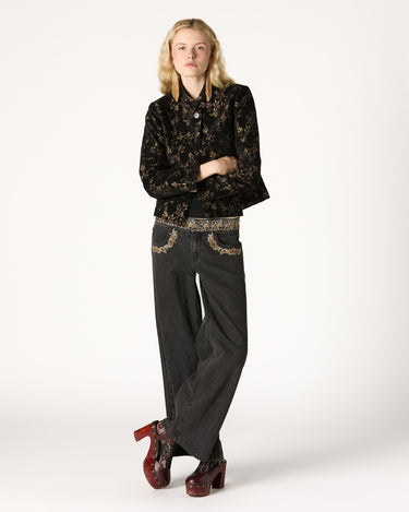 MANDARIN COLLAR PRINT JACKET