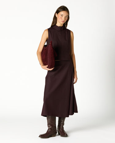 MAROON STRIPE BUCKLE TOP