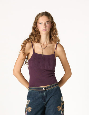 TOP POINTELLE PLUM
