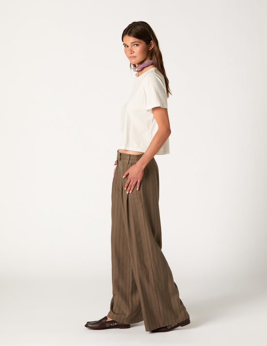 LIGHT BROWN STRIPED TROUSERS