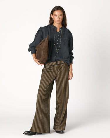 BROWN CONTRAST PIPING TROUSERS