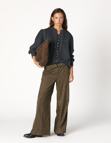 BROWN CONTRAST PIPING TROUSERS