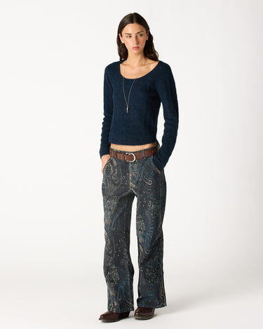 PANTALON PANA PAISLEY AZUL