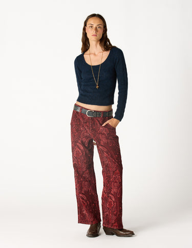 BLACKBERRY PAISLEY CORDUROY TROUSERS