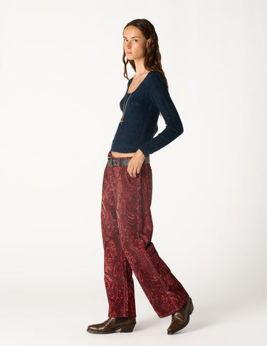 BLACKBERRY PAISLEY CORDUROY TROUSERS